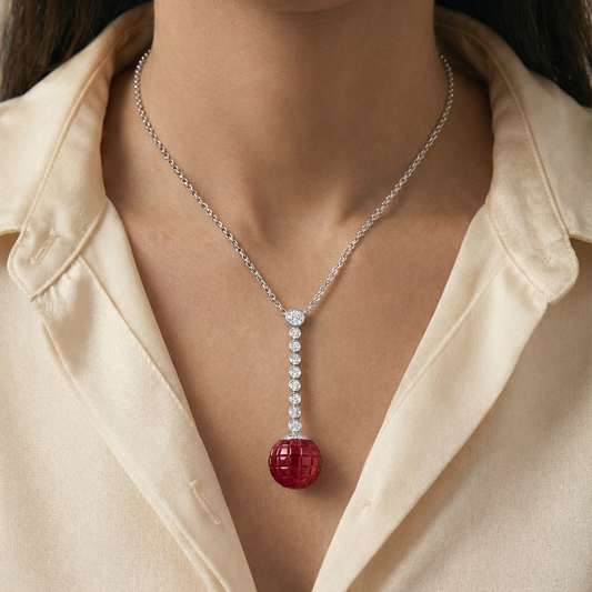 Cherry Sapphire Chain Pendant