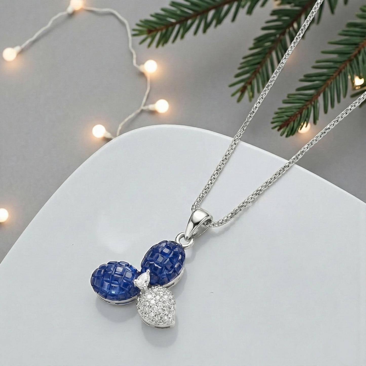 Sapphire Trefoil Chain Pendant