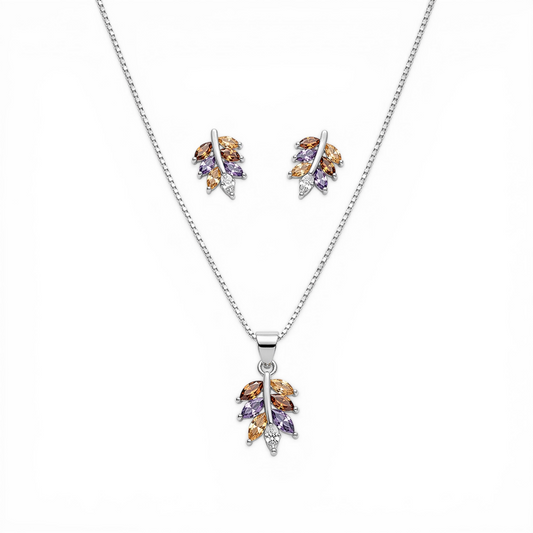 Coloured Petal Jewellery Set