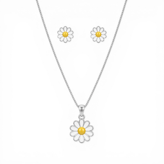 White Flower Jewellery Set