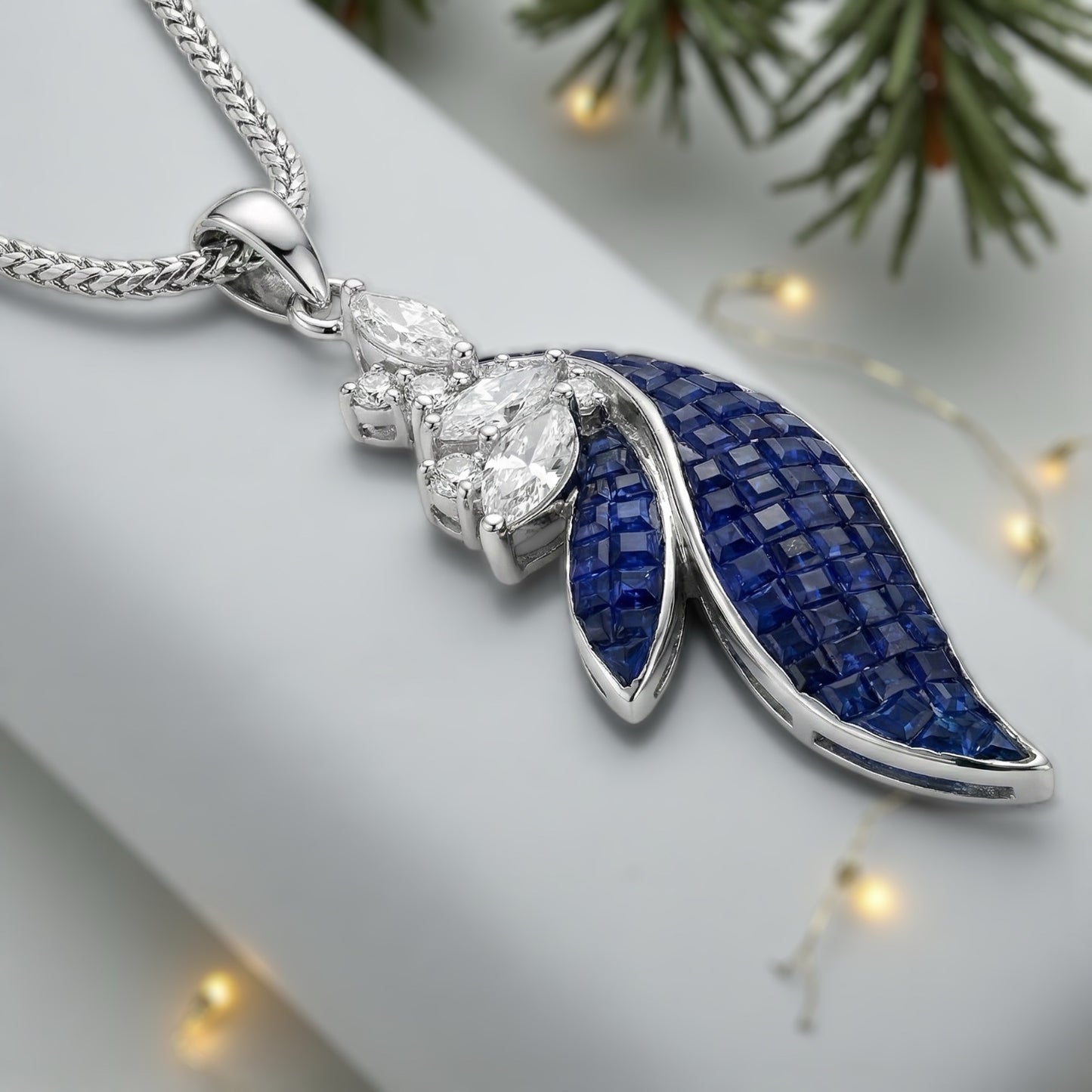 Sapphire Petals Chain Pendant