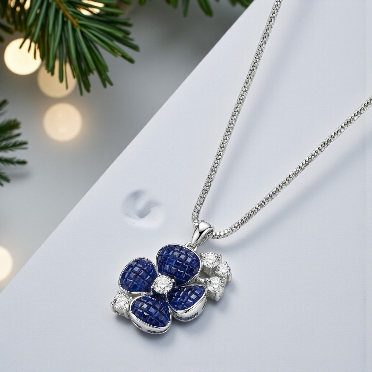 Sapphire Blossom Chain Pendant
