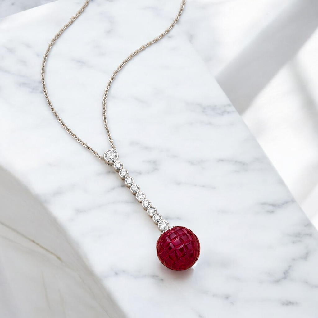 Cherry Sapphire Chain Pendant