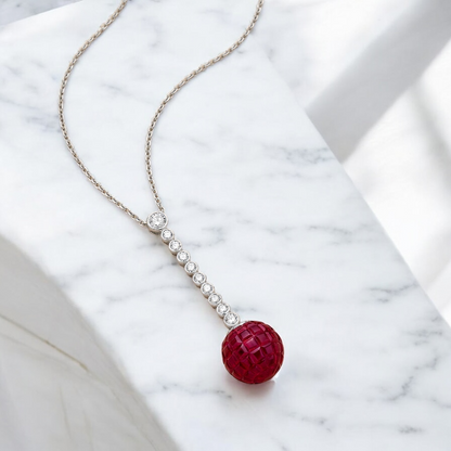 Cherry Sapphire Chain Pendant