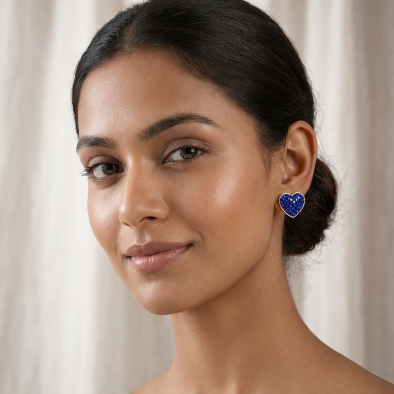 Sapphire Heart Earrings