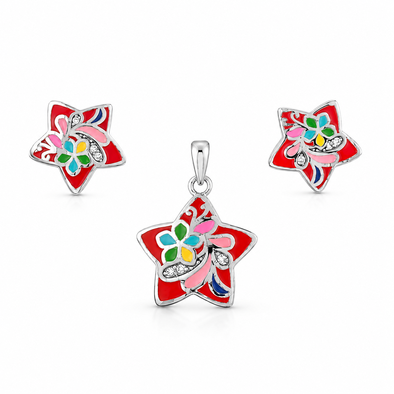 Enamel Stella Pendant Set