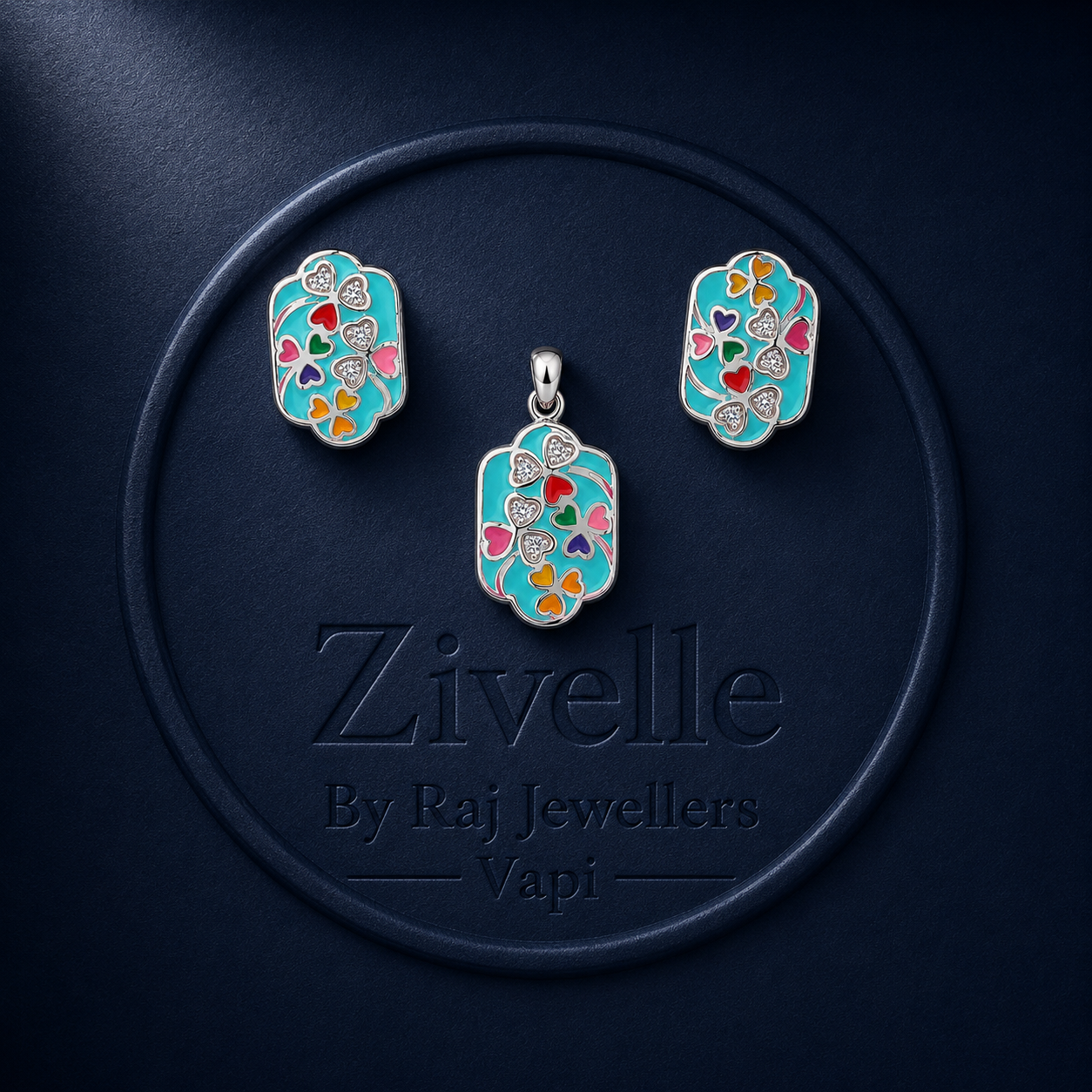 Enamel Amora Pendant set