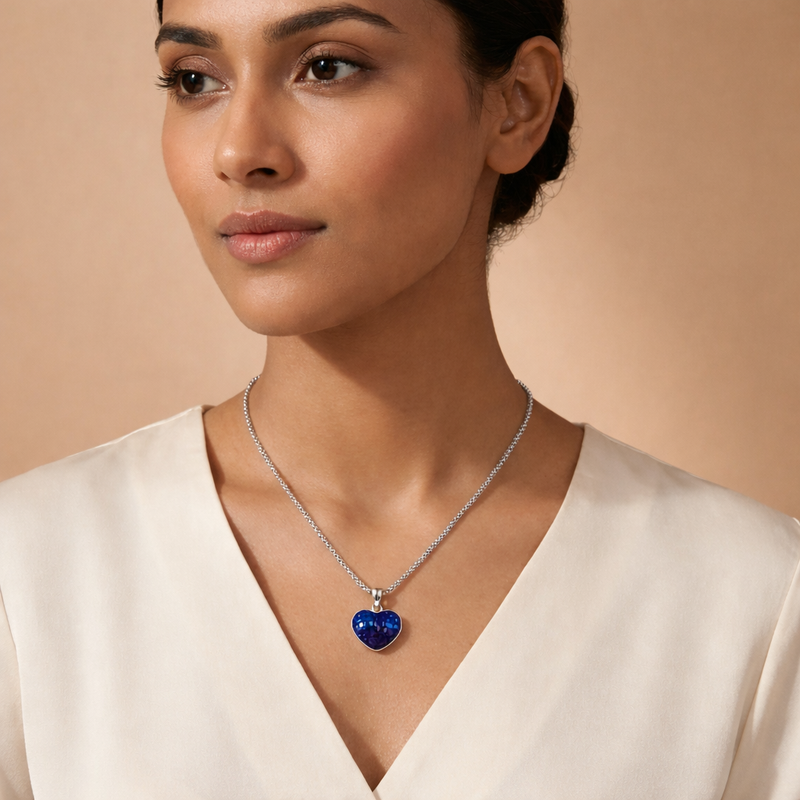 Sapphire Heart Chain Pendant