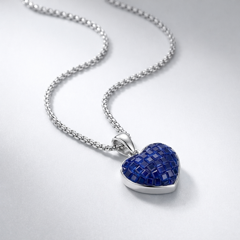Sapphire Heart Chain Pendant